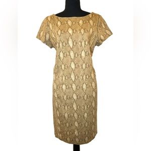 Lauren Ralph Lauren Womens Brown Python Snake Print Shift Dress Size Large
